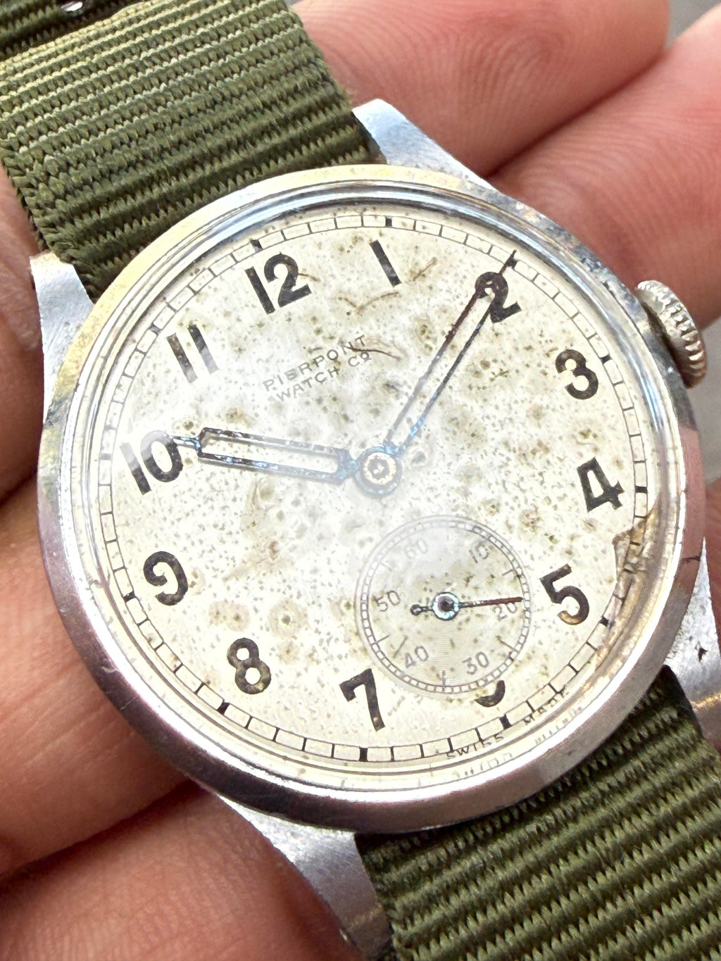 Pierpont Watch Co 35mm Field Manual Wind Vintage Trench Small Seconds Watch