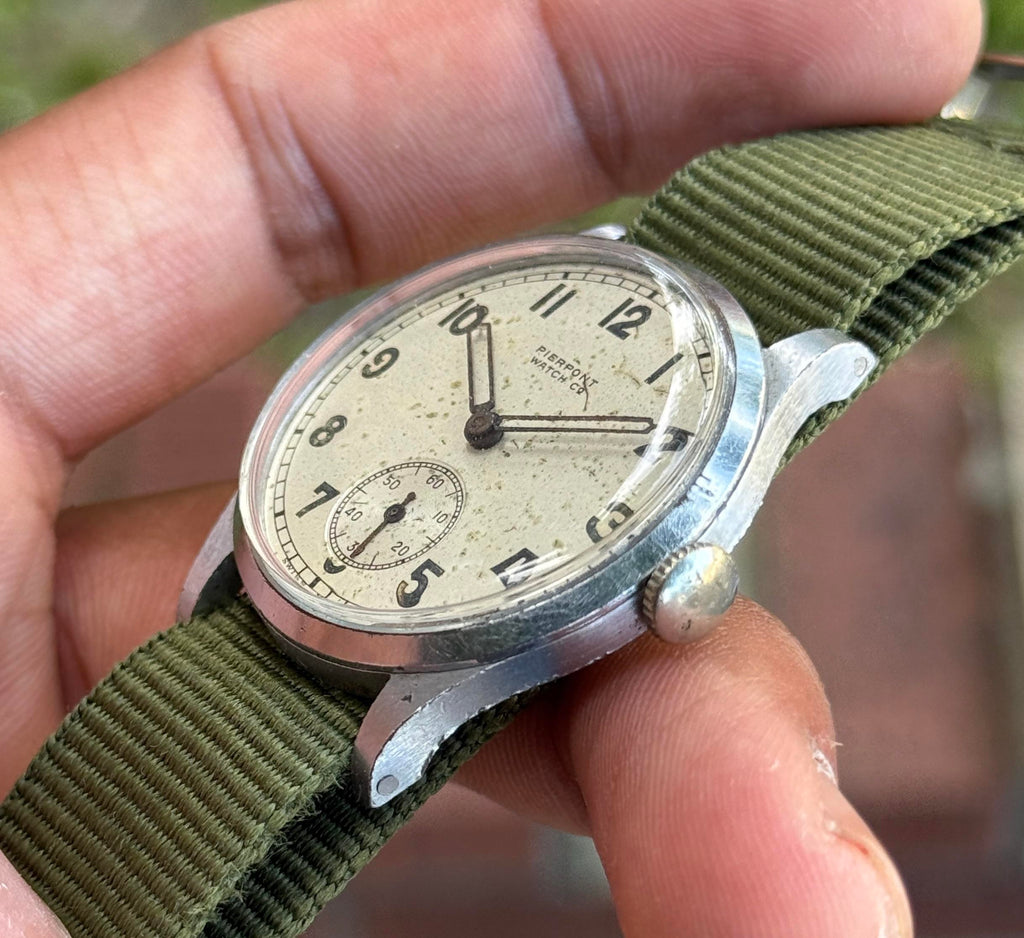 Pierpont Watch Co 35mm Field Manual Wind Vintage Trench Small Seconds Watch