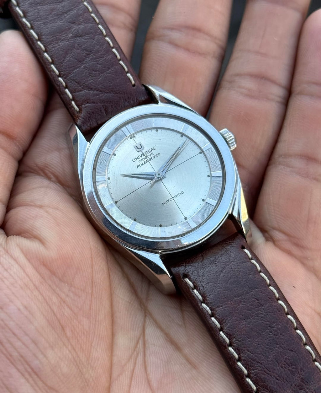 Universal Geneve Polerouter Bumper Automatic 138SS Vintage Stainless Steel Watch