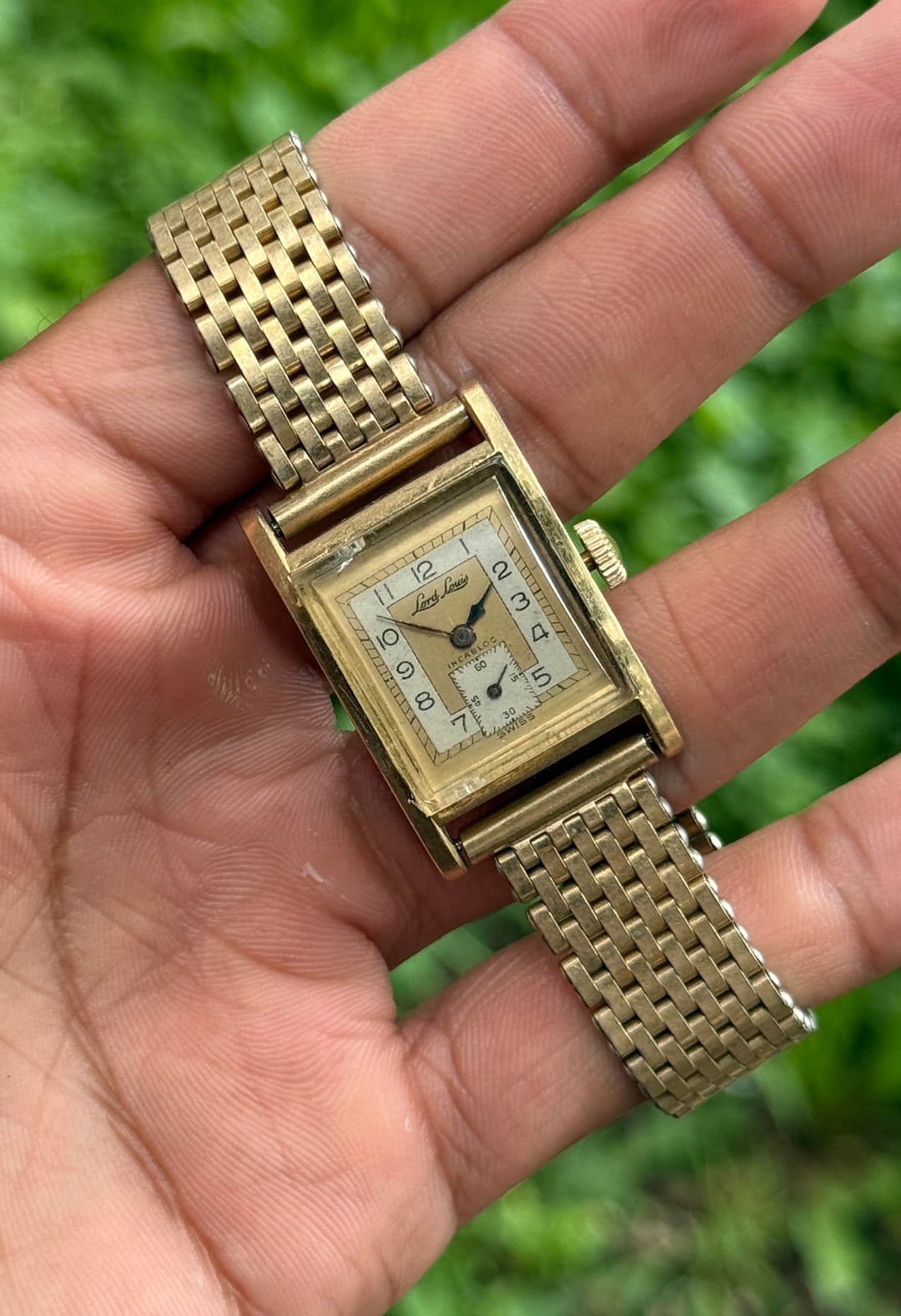 Lord Louis Vintage Gold Plated Manual Wind Tank Watch