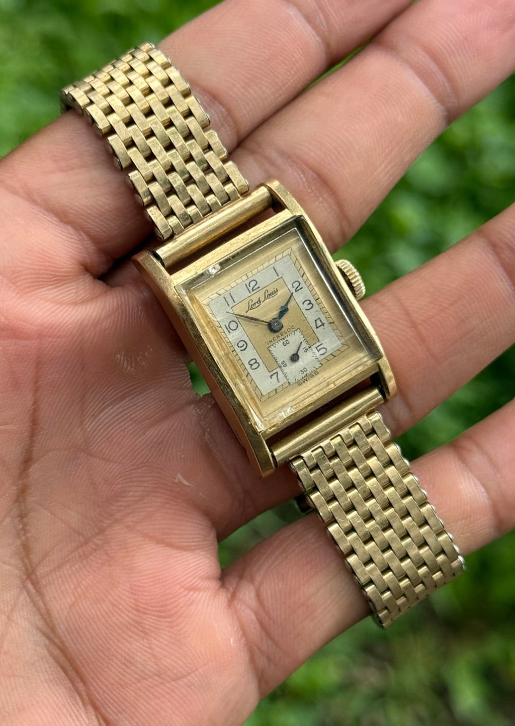 Lord Louis Vintage Gold Plated Manual Wind Tank Watch