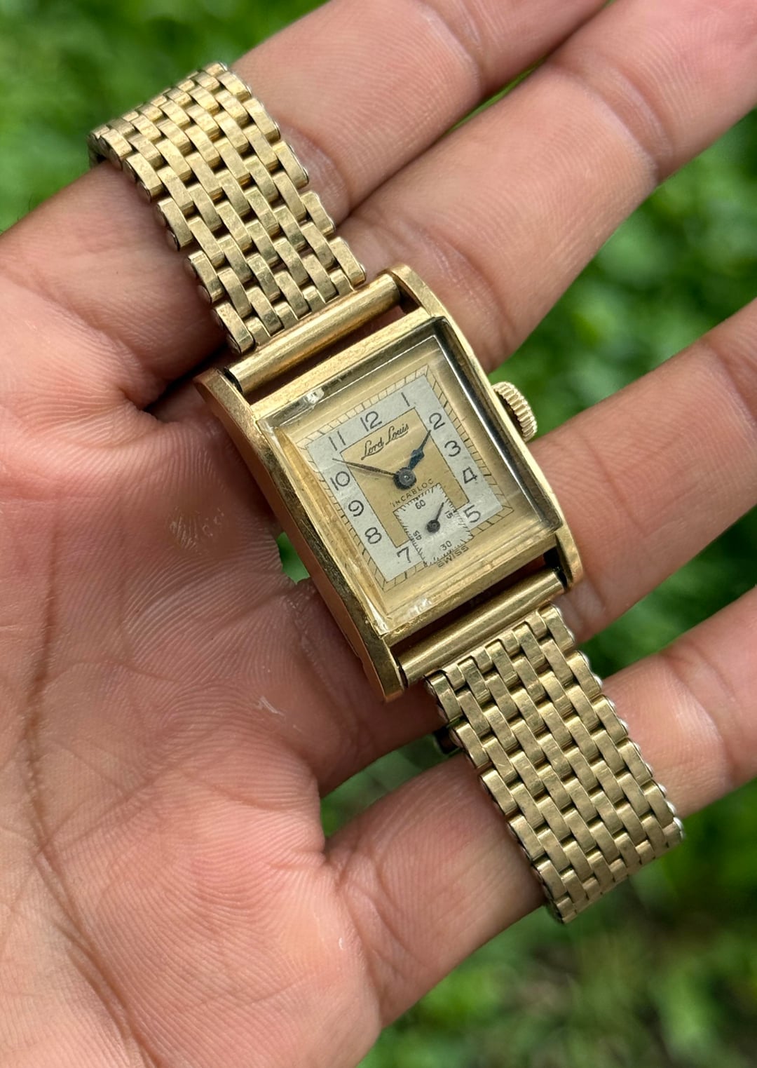 Lord Louis Vintage Gold Plated Manual Wind Tank Watch