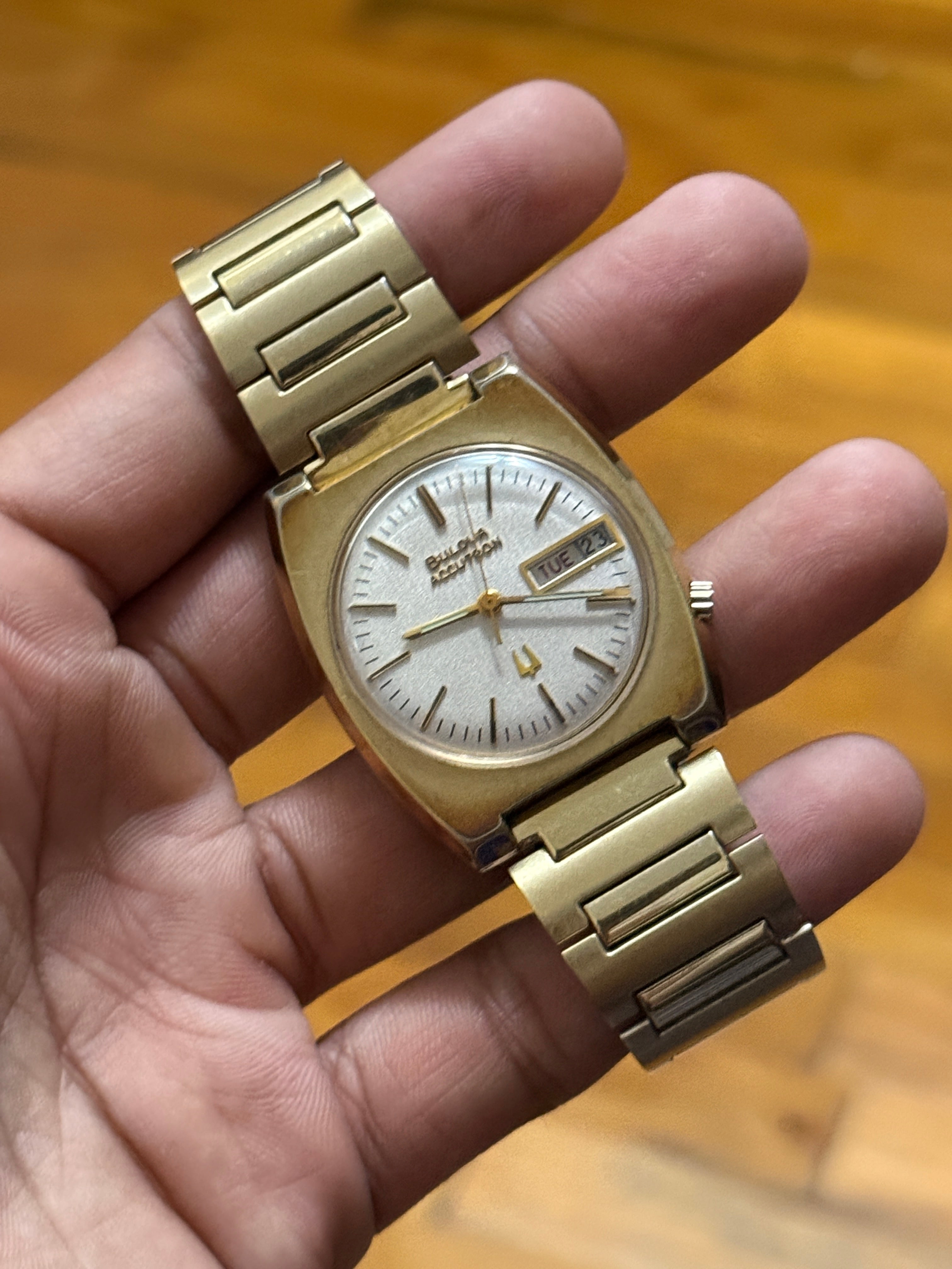 Bulova Accutron 2182 36mm Tuning Fork 10k Gold Plated Electronic Vintage Watch