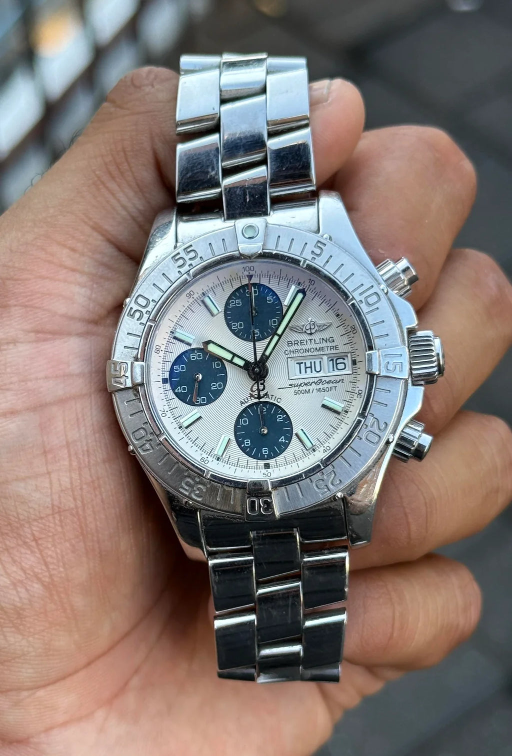Breitling Superocean 42mm A13340 White and Blue Dial Automatic Chronograph