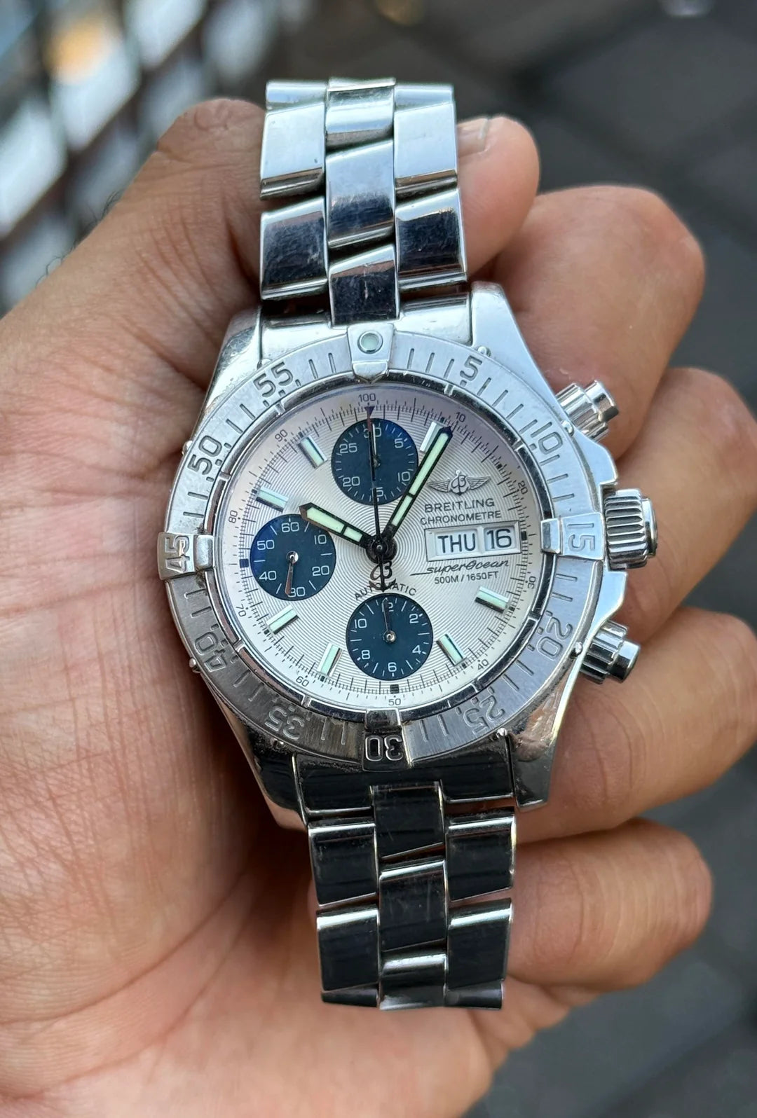Breitling Superocean 42mm A13340 White and Blue Dial Automatic Chronograph