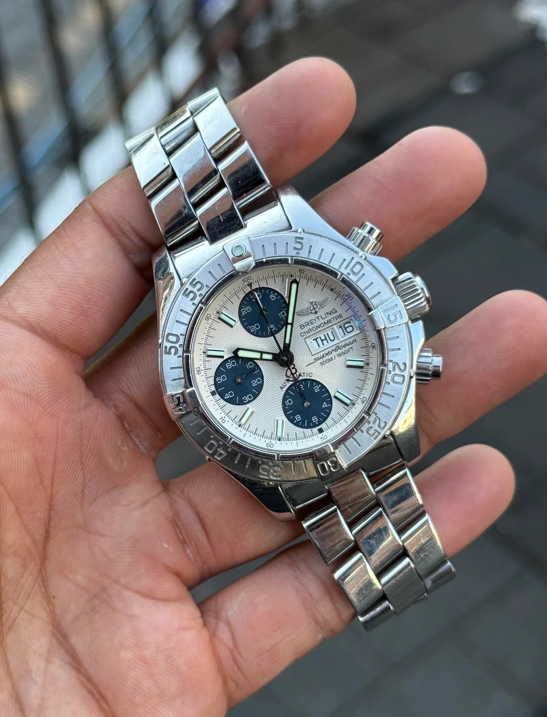 Breitling Superocean 42mm A13340 White and Blue Dial Automatic Chronograph