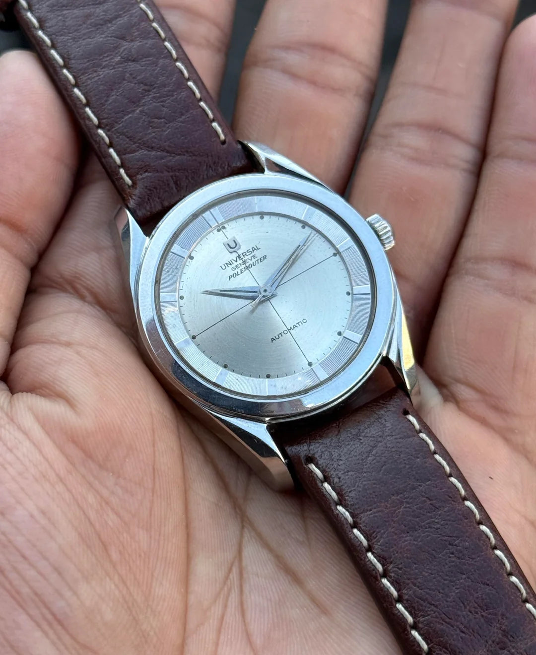 Universal Geneve Polerouter Bumper Automatic 138SS Vintage Stainless Steel Watch